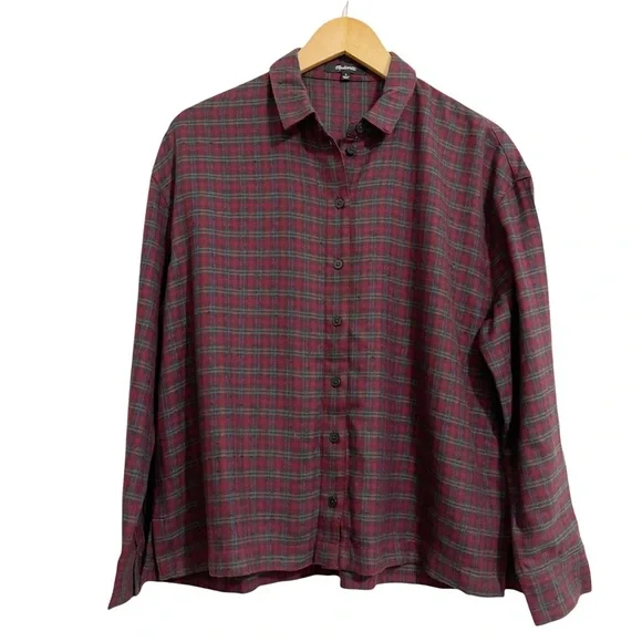 Madewell Westlake Pfeiffer Plaid Oversized Button Front Top - Picture 5 of 12
